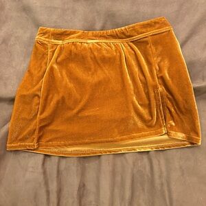 Gold velvet skort by Urban Outfitters
